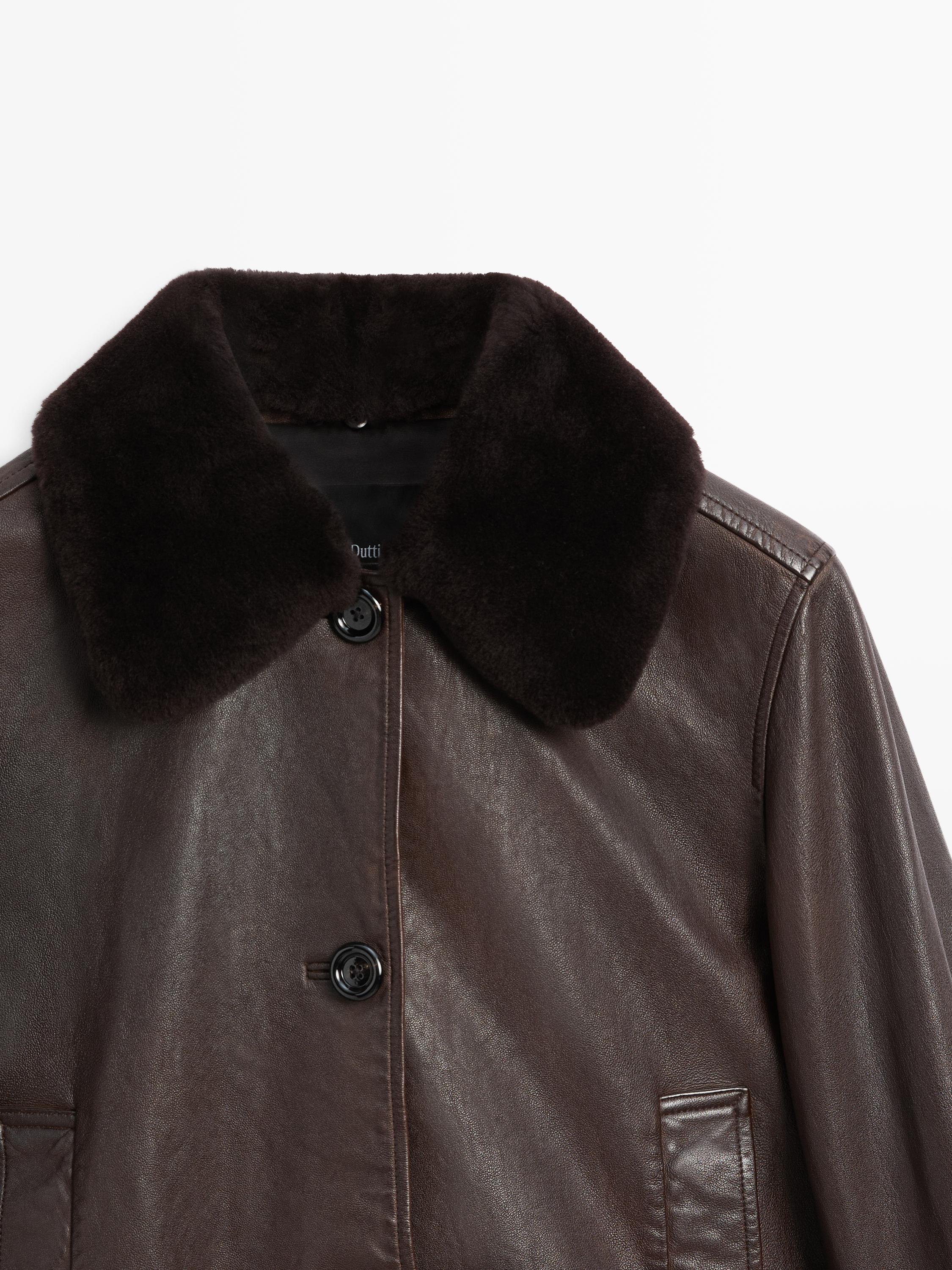 Nappa leather jacket with lambskin collar